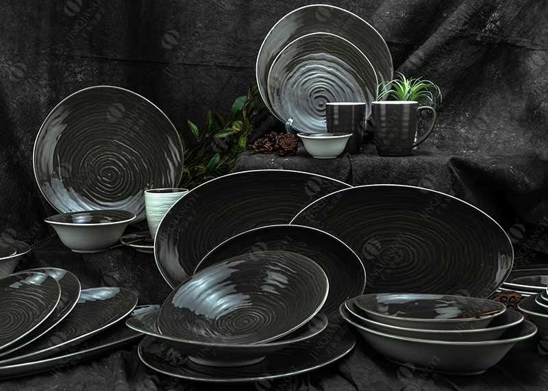 Odorless 12pc Two Tone Color Dinnerware Set For 3
